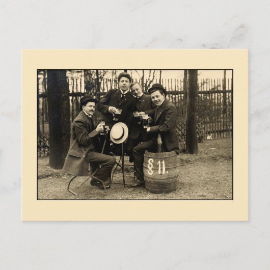 ヴィンテージ1900年代のビール飲み仲間の写真 ポストカード (正面)