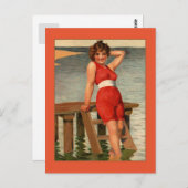 ヴィンテージ1900年代の非常に早いピンアップ女の子 ポストカード (正面/裏面)