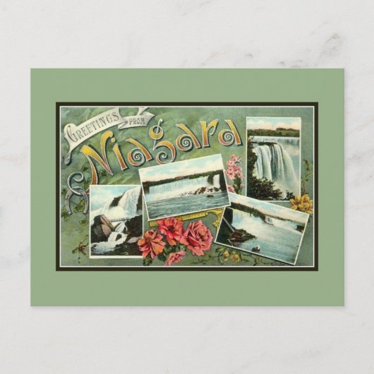ヴィンテージ1900年代アールヌーボーナイアガラからの挨拶 ポストカード (正面)