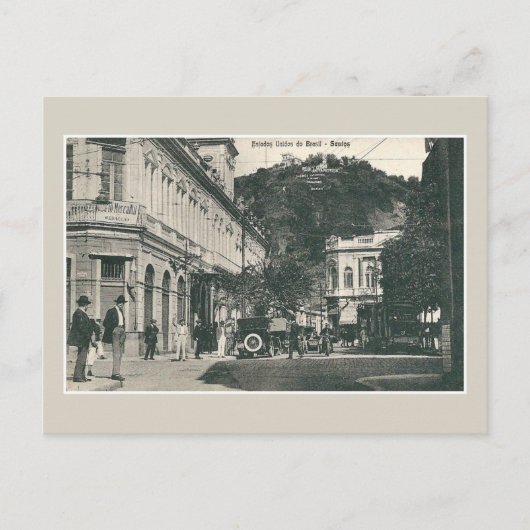 ヴィンテージ1900年代サントス忙し通りシーンBrazil ポストカード (正面)