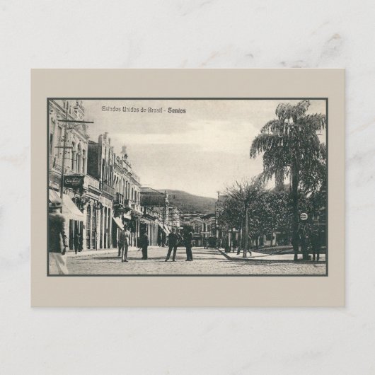 ヴィンテージ1900年代サントス通りシーンブラジル ポストカード (正面)