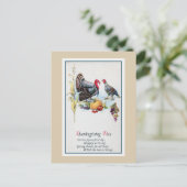 ヴィンテージ1900年代感謝祭，七面鳥，詩 シーズンポストカード (スタンド正面)