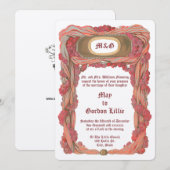 ヴィンテージ1900 ローズ＆ドレープリー フラワーボーダー ウェディング 招待状 (正面/裏面)