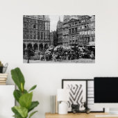 ヴィンテージ1900sグランドプレイスブリュッセル花市場 ポスター (ホームオフィス)