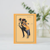 ヴィンテージ1900sローラスケートで滑る、復元図解入りの、写真付きの ポストカード (スタンド正面)