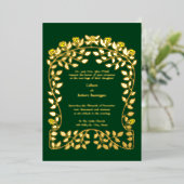 ヴィンテージ1901アールヌーボーフローラバラつる植物縁ど 箔招待状 (立ち正面)