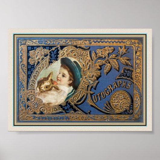 ヴィンテージ1901年オートグラフブックビクトリアン美しい ポスター (正面)