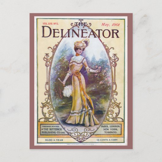 ヴィンテージ1901 Delineator Magazineカバーハガキ ポストカード (正面)