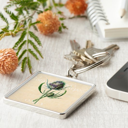 ヴィンテージ1902のスコットランド人のアザミのアンティークの野生の花 キーホルダー (側面)