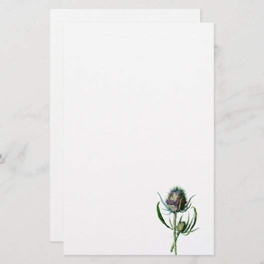 ヴィンテージ1902のスコットランド人のアザミの旧式な野生花 便箋 (正面/裏面)