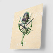 ヴィンテージ1902スコティッシュティスルアンティークワイルドフラワー スクエア壁時計 (傾斜)