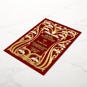 ヴィンテージ1904アールヌーボー花の葉枠 箔招待状 (回転した状態)