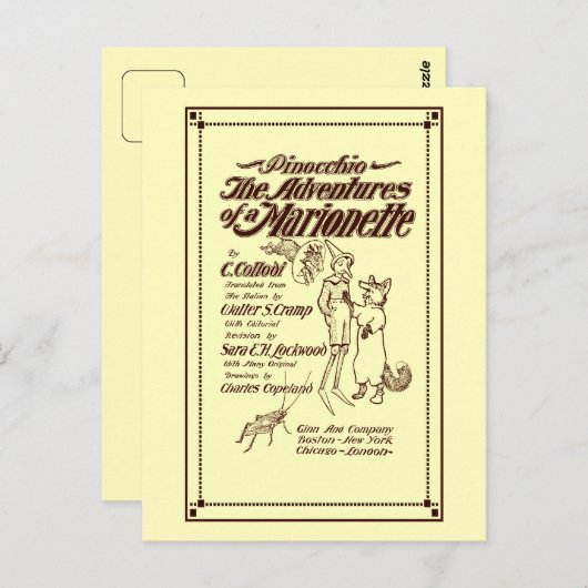 ヴィンテージ1904 Pinocchioの表紙 ポストカード (正面/裏面)