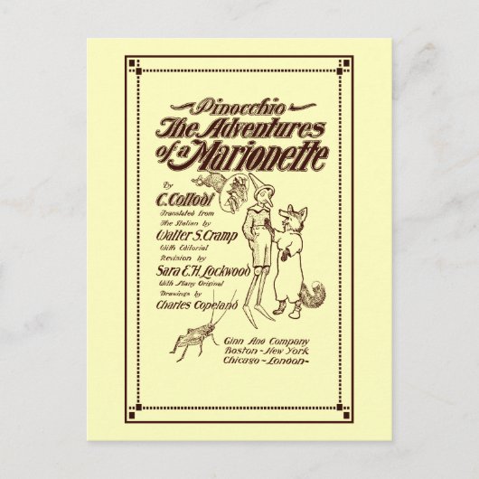 ヴィンテージ1904 Pinocchioの表紙 ポストカード (正面)