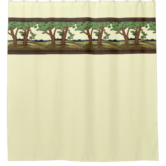 ヴィンテージ1905芸術工芸品スタイルオークランドスケープ シャワーカーテン (正面)