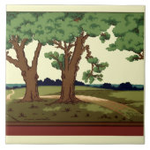 ヴィンテージ1905芸術工芸品スタイルオークランドスケープ タイル (正面)