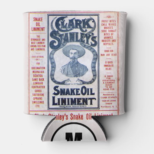 ヴィンテージ1905 Clark Stanleyのヘビ油の塗布剤 缶クーラー (正面)