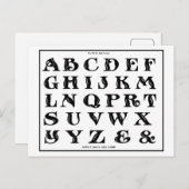 ヴィンテージ1906アルファベッ素朴トローマフォント ポストカード (正面/裏面)