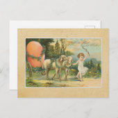 ヴィンテージ1906小さな女の子とラムイースター ポストカード (正面/裏面)