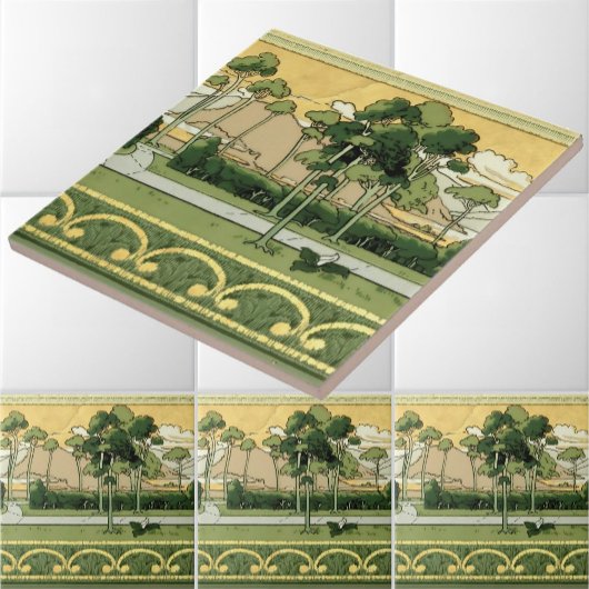 ヴィンテージ1906年芸術工芸品スタイル風景 タイル