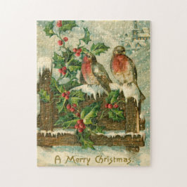 ヴィンテージ1906雪のクリスマスの鳥 ジグソーパズル