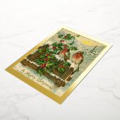 ヴィンテージ1906雪のクリスマス金ゴールド 箔シーズンカード (回転した状態)