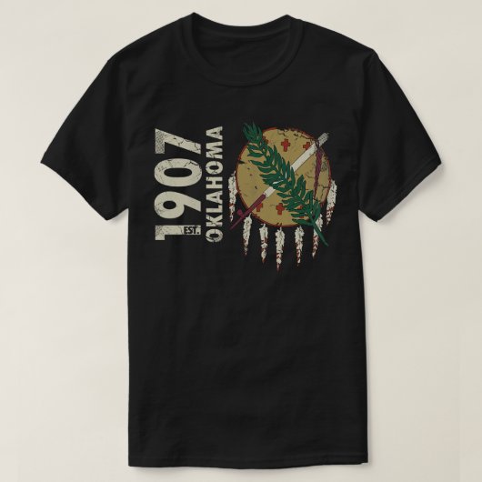 ヴィンテージ1907オクラホマ州旗 Tシャツ (デザイン正面)