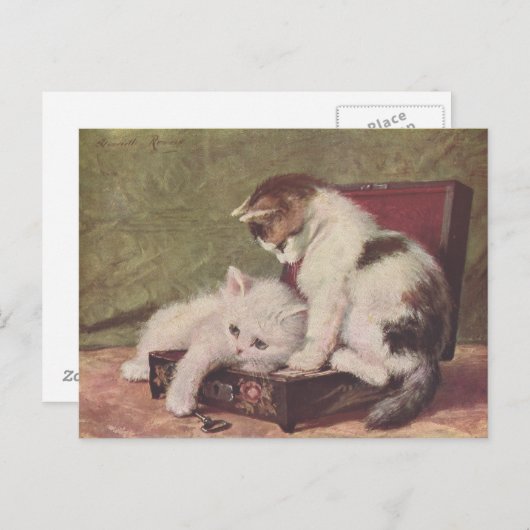 ヴィンテージ1907年イラストレーションの子猫遊たち ポストカード (正面/裏面)