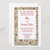 ヴィンテージ1908カラフルフローラと株結婚の 招待状 (正面/裏面)