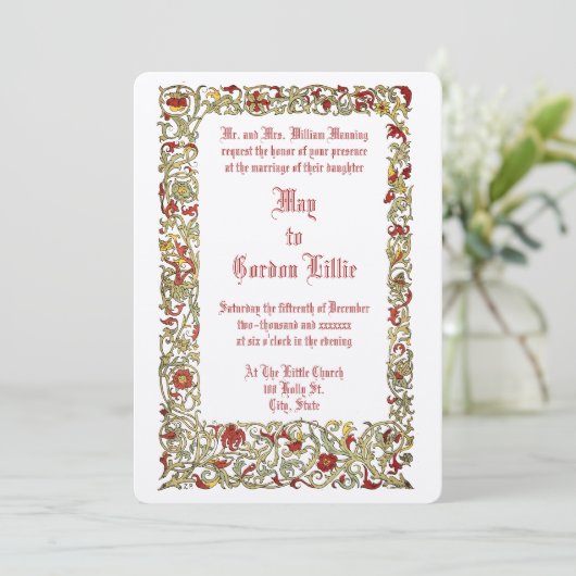 ヴィンテージ1908カラフルフローラと株結婚の 招待状 (スタンド正面)