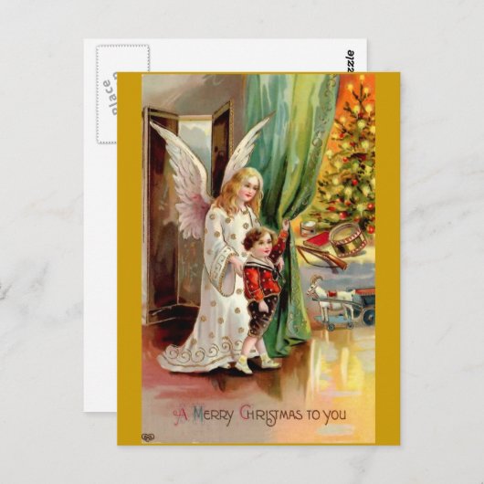 ヴィンテージ1908グリーティングカードエンジェル、子供、おもちゃ ポストカード (正面/裏面)