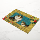 ヴィンテージ1908コリードッグスハッピークリスマス金ゴールド 箔シーズンカード (回転した状態)