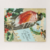 ヴィンテージ1908ロビンバードメリークリスマス ジグソーパズル (横)