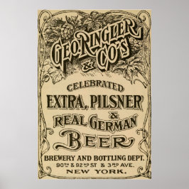 ヴィンテージ1908醸造所とビール広告 ポスター