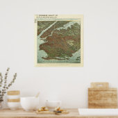 ヴィンテージ1908 Brooklyn NY Bird's Eye Viewマップ ポスター (キッチン)