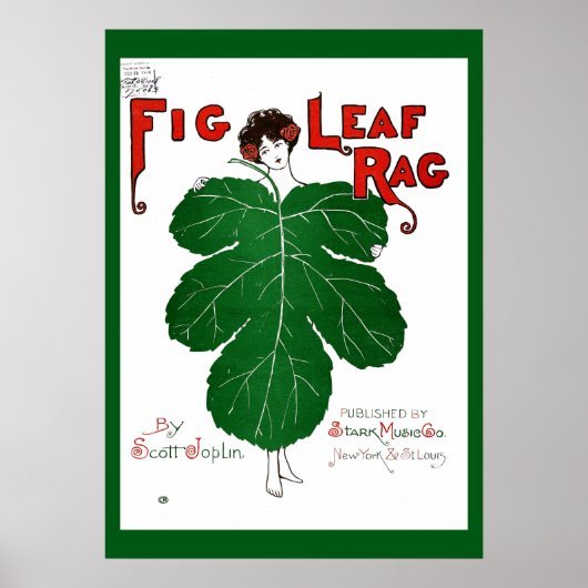 ヴィンテージ1908 Fig Leaf Rag Sheet Music Cover copy ポスター (正面)