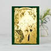 ヴィンテージ1909アールヌーボークリスマス出生 箔シーズンカード (立ち正面)