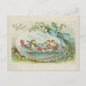 ヴィンテージ1909ローボートイースターのベビーチックス ポストカード (正面)