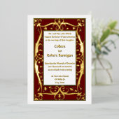 ヴィンテージ1909華美つる植物縁ど 箔招待状 (立ち正面)