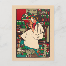 ヴィンテージ1909読女性の書籍に囲まれて ポストカード