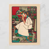 ヴィンテージ1909読女性の書籍に囲まれて ポストカード (正面)