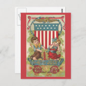 ヴィンテージ19097月4日お祝いはがき ポストカード (正面/裏面)