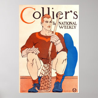 ヴィンテージ1909 Collier's Magazineポスター、ラクロス ポスター