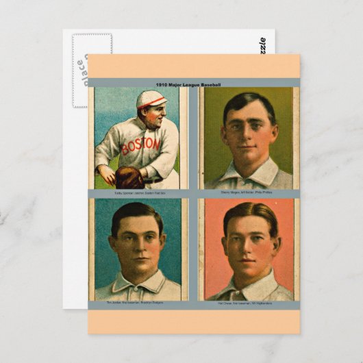 ヴィンテージ1910リ専攻のーグ野球コラージュ ポストカード (正面/裏面)