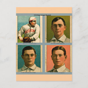 ヴィンテージ1910リ専攻のーグ野球コラージュ ポストカード