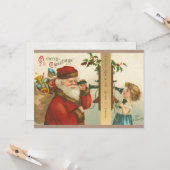 ヴィンテージ1910年代の小さな女の子サンタクリスマスを呼び出し カード (正面/裏面インサイチュ)