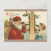 ヴィンテージ1910年代の小さな女の子サンタクリスマスを呼び出し シーズンポストカード (正面)