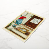 ヴィンテージ1910年代 子供とサンタクロースの手紙 ゴールド 箔シーズンカード (回転した状態)