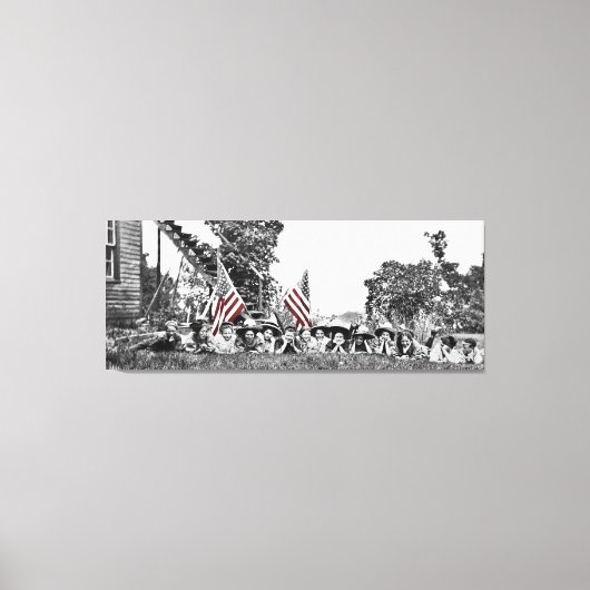 ヴィンテージ1910年頃の愛国的なアメリカ国旗 キャンバスプリント (正面)