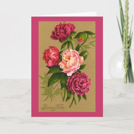 ヴィンテージ1910 BONNE FETE誕生日グリーティングカード カード (正面)